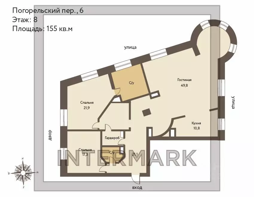 3-к кв. Москва Погорельский пер., 6 (155.0 м) - Фото 2
