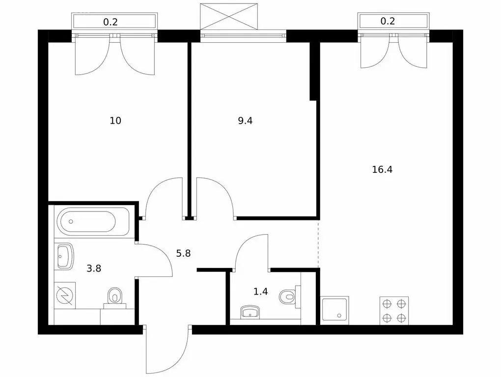 2-комнатная квартира: Ильинское-Усово, ЖК Ильинские Луга, к2.8 (47.2 ... - Фото 0