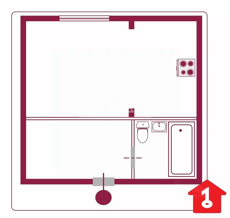 Студия Омская область, Омск ул. Малиновского, 18к3 (28.7 м) - Фото 2