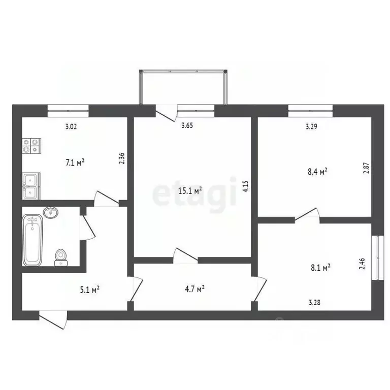 3-к кв. Крым, Симферополь ул. Зенитная (53.1 м) - Фото 0