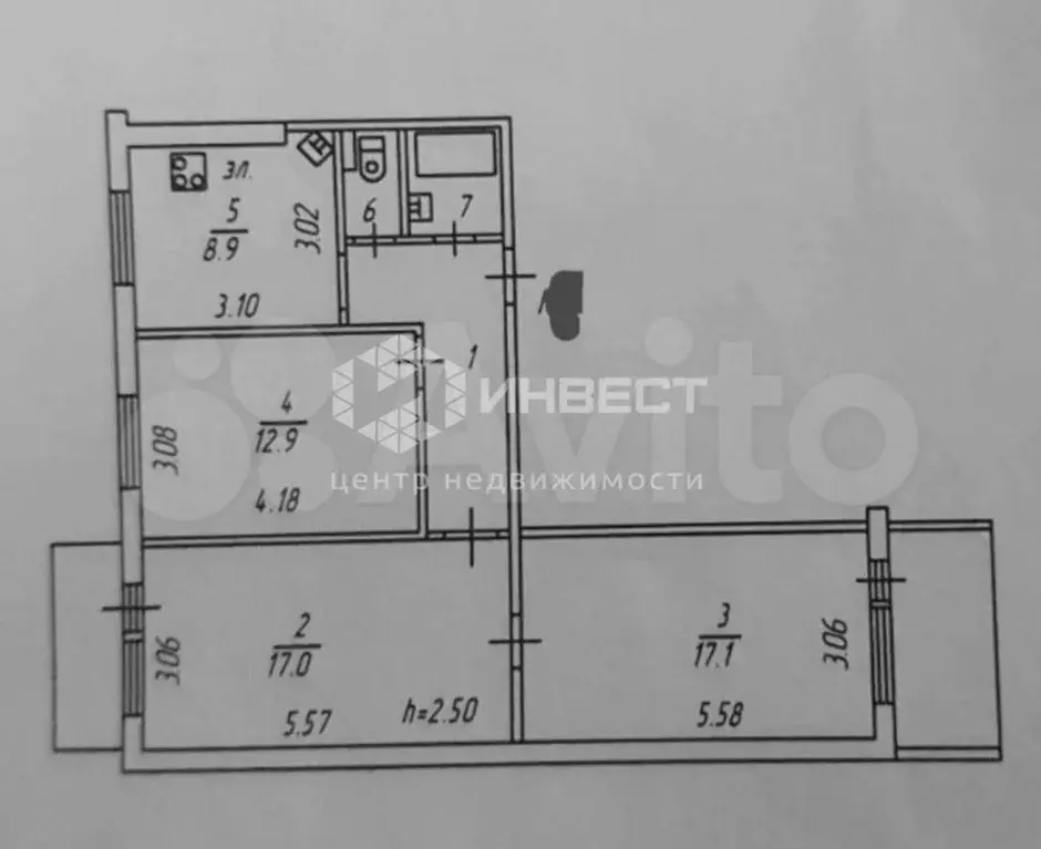 3-к. квартира, 66,7 м, 2/9 эт. - Фото 0