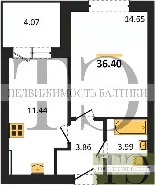 1-к кв. Калининградская область, Калининград ул. Сержанта Мишина, 81к3 ... - Фото 0