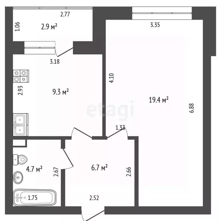 1-к кв. Тюменская область, Тюмень Малая Боровская ул., 7 (40.3 м) - Фото 2