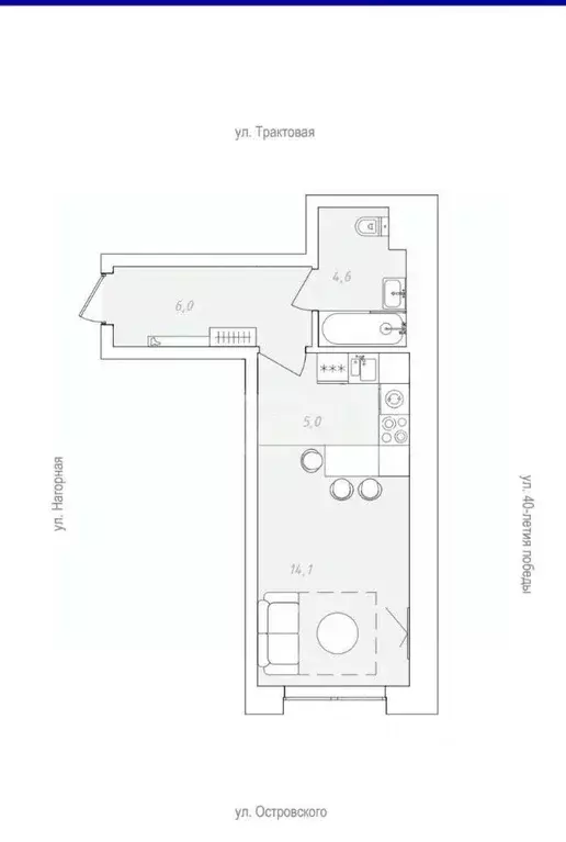 Студия Пермский край, Пермь пос. Новые Ляды, Трактовая ул., 25 (29.7 ... - Фото 1