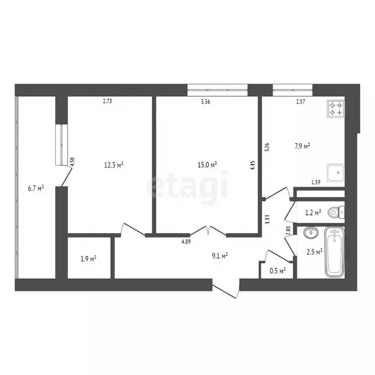 2-к кв. Крым, Сакский район, с. Зерновое ул. Школьная (53.8 м) - Фото 2