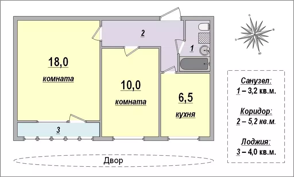 2-комнатная квартира: Санкт-Петербург, Ленская улица, 1к1 (45.4 м) - Фото 0