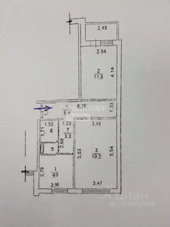 2-к кв. Липецкая область, Липецк бул. Имени Павла Шубина, 13 (54.4 м) - Фото 1