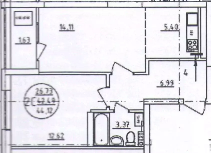 2-к кв. Башкортостан, Уфа ул. Менделеева, 128к1 (42.3 м) - Фото 2