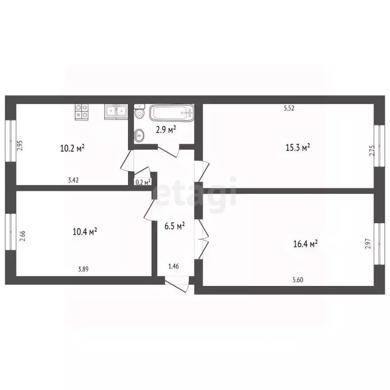 3-к кв. Крым, Феодосия ул. Карла Маркса, 41 (61.9 м) - Фото 2