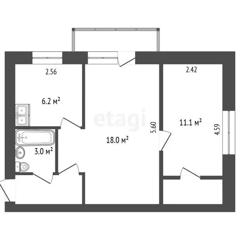 2-комнатная квартира: Ростов-на-Дону, улица Погодина, 6/1 (45 м) - Фото 0
