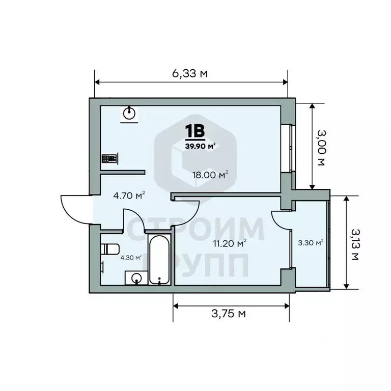 1-к кв. Владимирская область, Ковров Еловая ул., 94/3 (39.9 м) - Фото 1