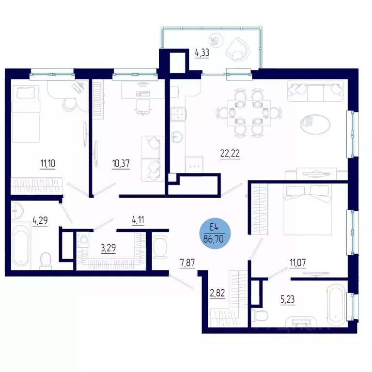 3-к кв. Рязанская область, Рязанский район, Дядьковское с/пос, с. ... - Фото 1