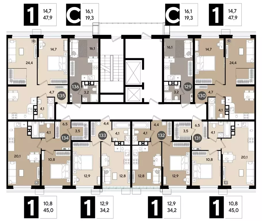 1-к кв. Краснодарский край, Краснодар Догма Парк мкр,  (47.9 м) - Фото 2