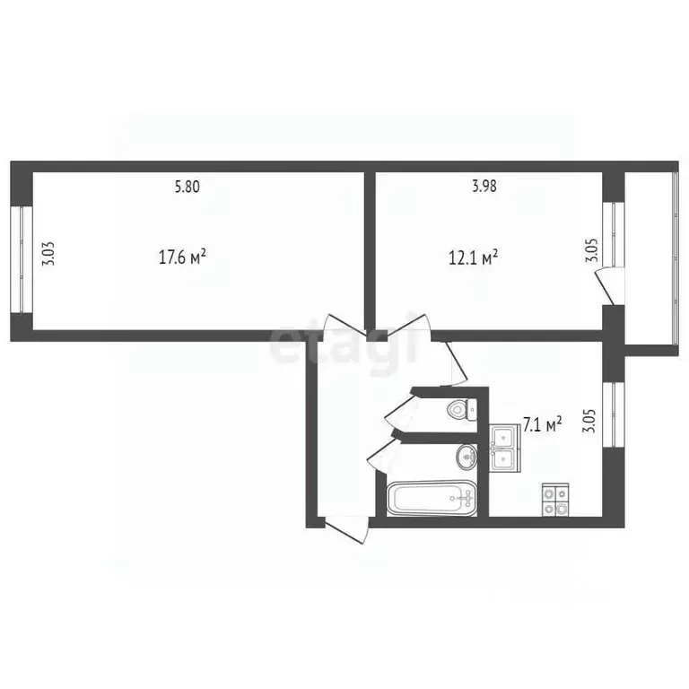 2-к кв. Вологодская область, Вологда ул. Разина, 23 (44.1 м) - Фото 1