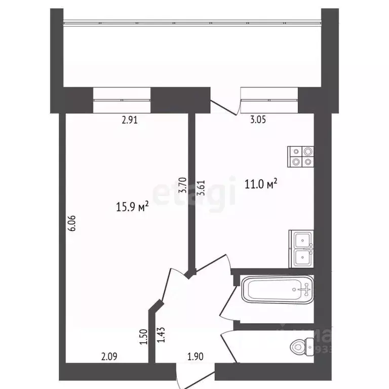1-к кв. Тюменская область, Тюмень Широтная ул., 104к4 (34.9 м) - Фото 1