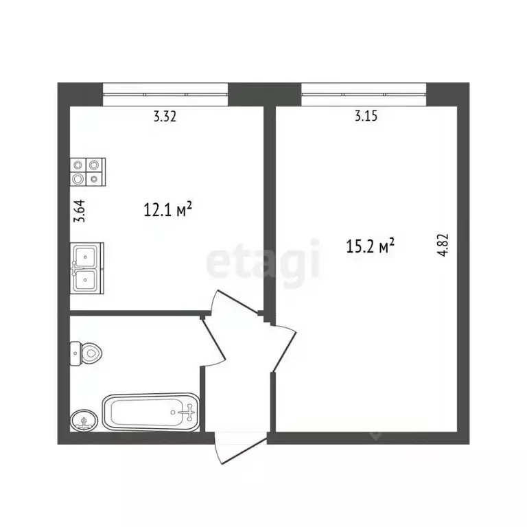 1-к кв. Челябинская область, Челябинск ул. Чайковского, 9а (35.6 м) - Фото 2
