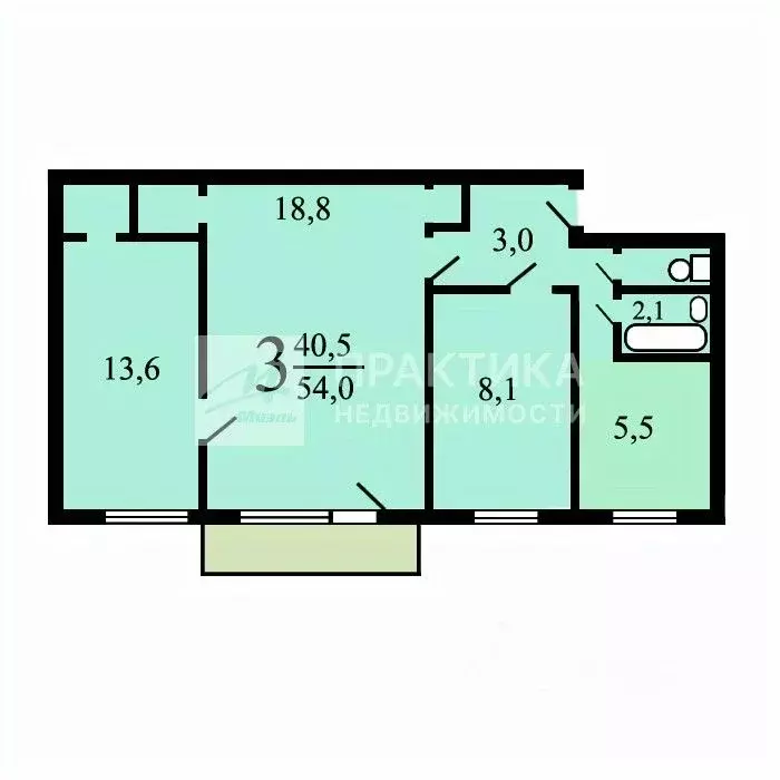 3-к кв. Московская область, Дзержинский ул. Шама, 2 (54.4 м) - Фото 1