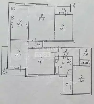4-к. квартира, 119,4 м, 6/12 эт. - Фото 0