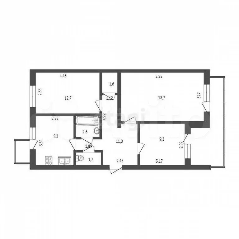 3-к. квартира, 66,8 м, 4/5 эт. - Фото 0