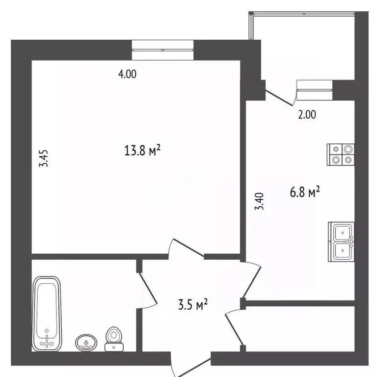 1-к кв. Вологодская область, Вологда Псковская ул., 19 (29.8 м) - Фото 2