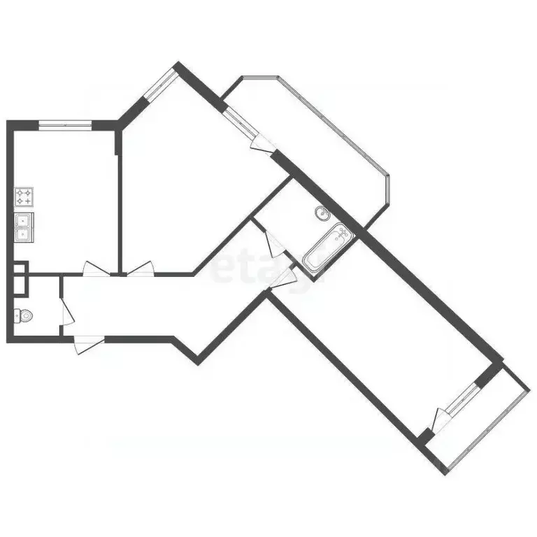 2-к кв. Санкт-Петербург ул. Русановская, 17к1 (63.7 м) - Фото 1