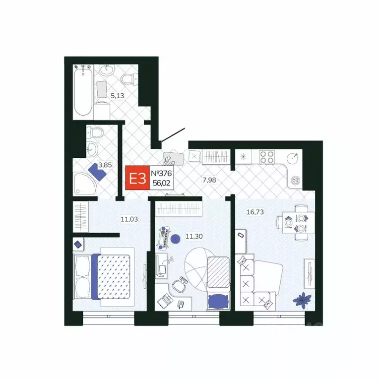 2-к кв. Тульская область, Тула Мясново мкр, Желания жилой комплекс ... - Фото 1