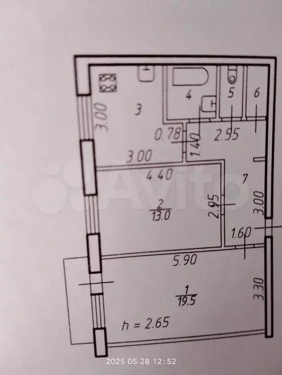 2-к. квартира, 53,6 м, 5/9 эт. - Фото 0