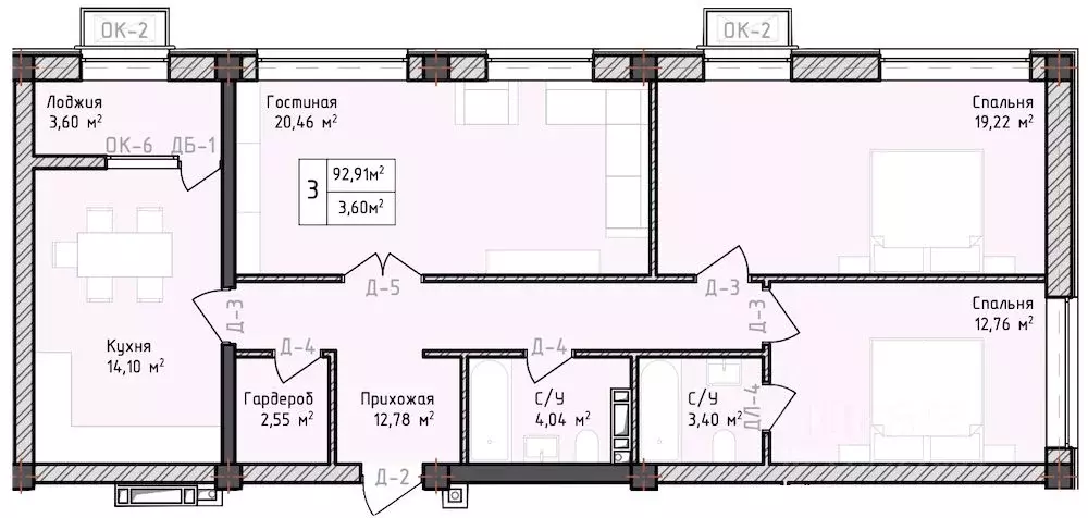 3-к кв. Дагестан, Дербент Маяк жилой комплекс (92.91 м) - Фото 2