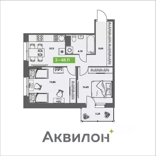 2-к кв. Архангельская область, Северодвинск Аквилон Север жилой ... - Фото 0