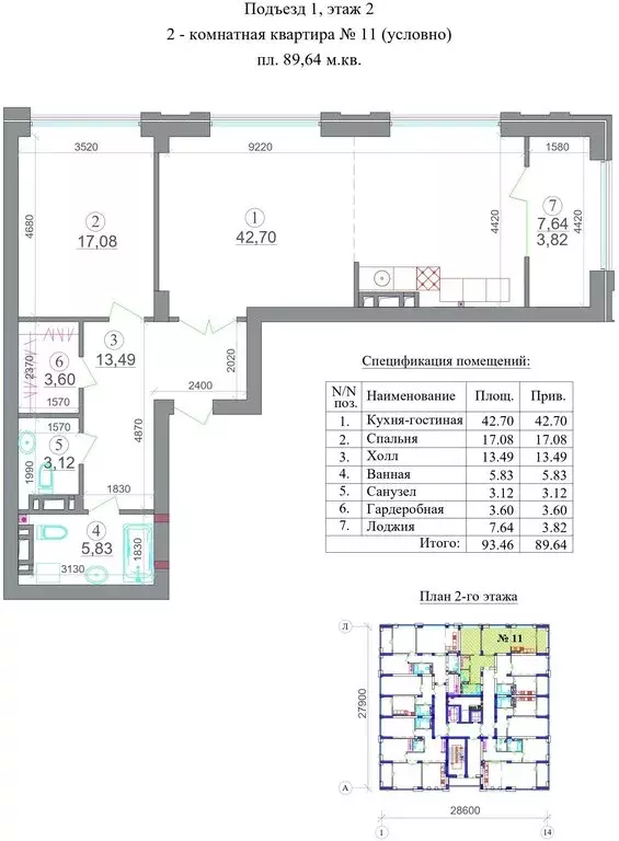 2-комнатная квартира: Владикавказ, ЖК Эко-квартал Алания (89.64 м) - Фото 1