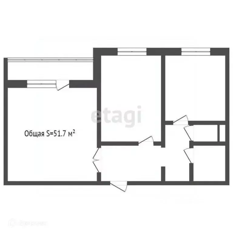 2-к кв. Кемеровская область, Кемерово Комсомольский просп., 53 (51.7 ... - Фото 2