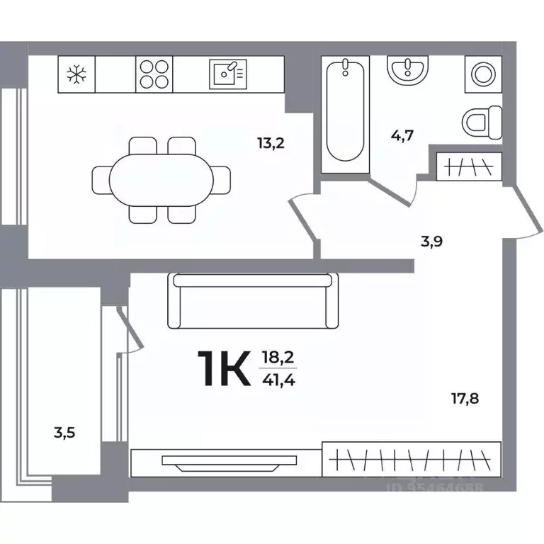 1-к кв. Новосибирская область, Новосибирск Беловежский мкр,  (41.1 м) - Фото 0