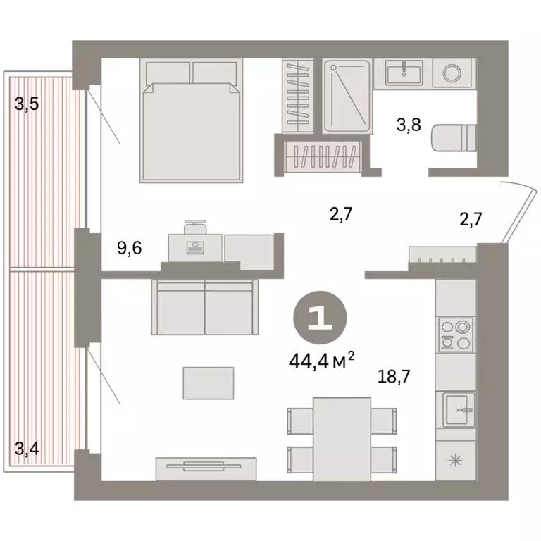 1-комнатная квартира: Екатеринбург, жилой район Сортировочный, ... - Фото 2