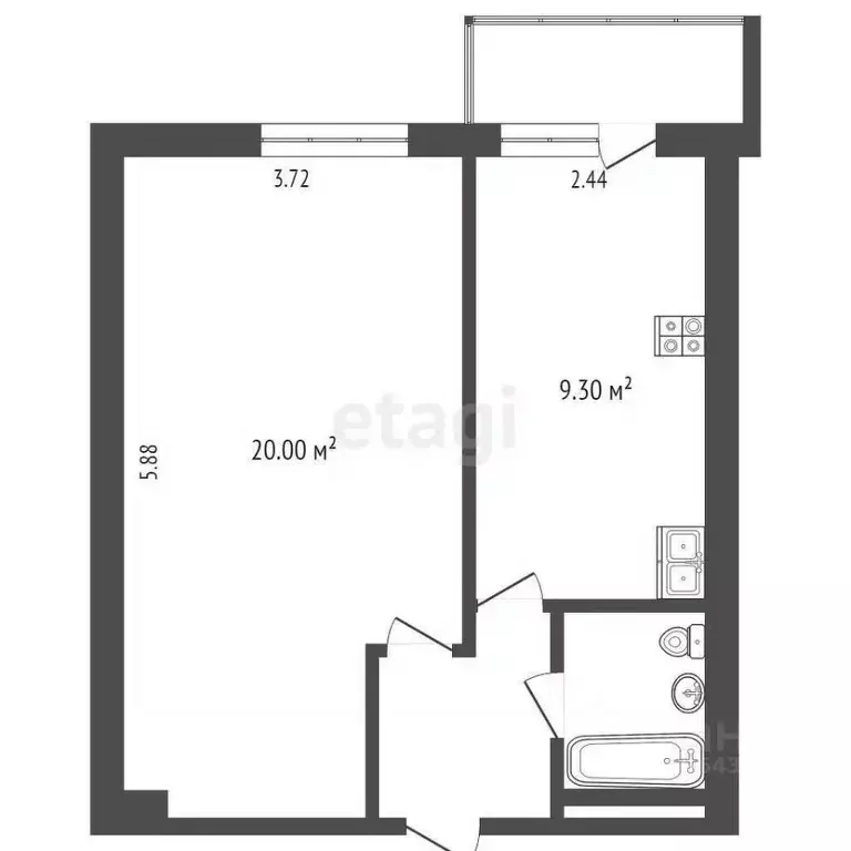 1-к кв. Москва Шоссейная ул., 66 (34.9 м) - Фото 1