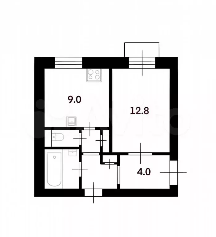 1-к. квартира, 32,5 м, 1/5 эт. - Фото 0