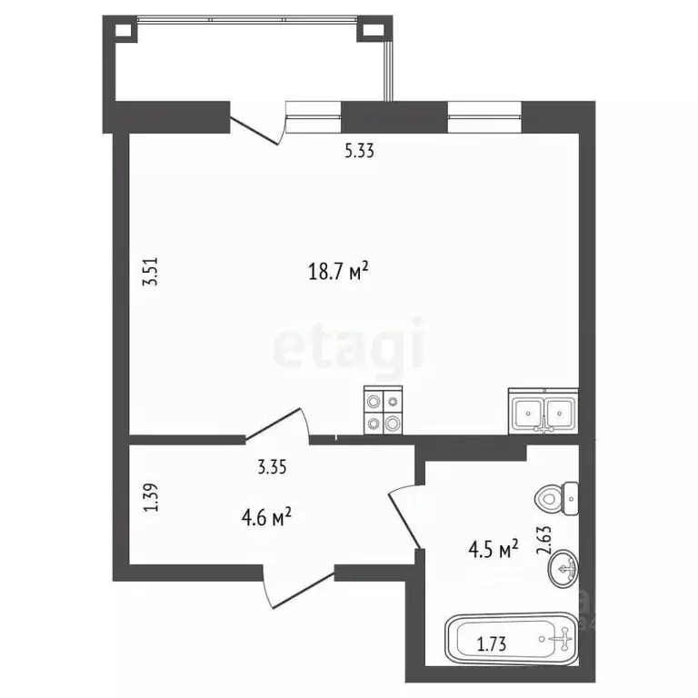 Студия Тюменская область, Тюмень Мелиораторов мкр, ул. Голышева, 24А ... - Фото 1