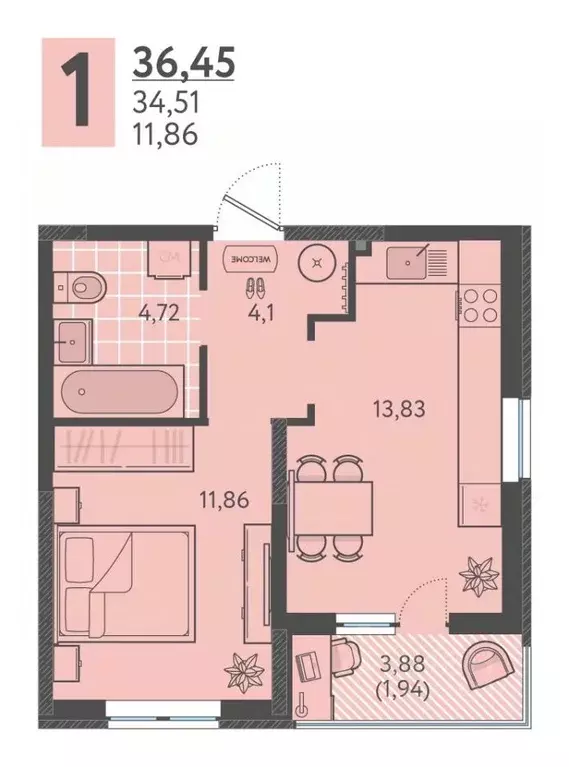 1-к кв. Краснодарский край, Краснодар ул. Имени Виктора Анфиногенова, ... - Фото 1