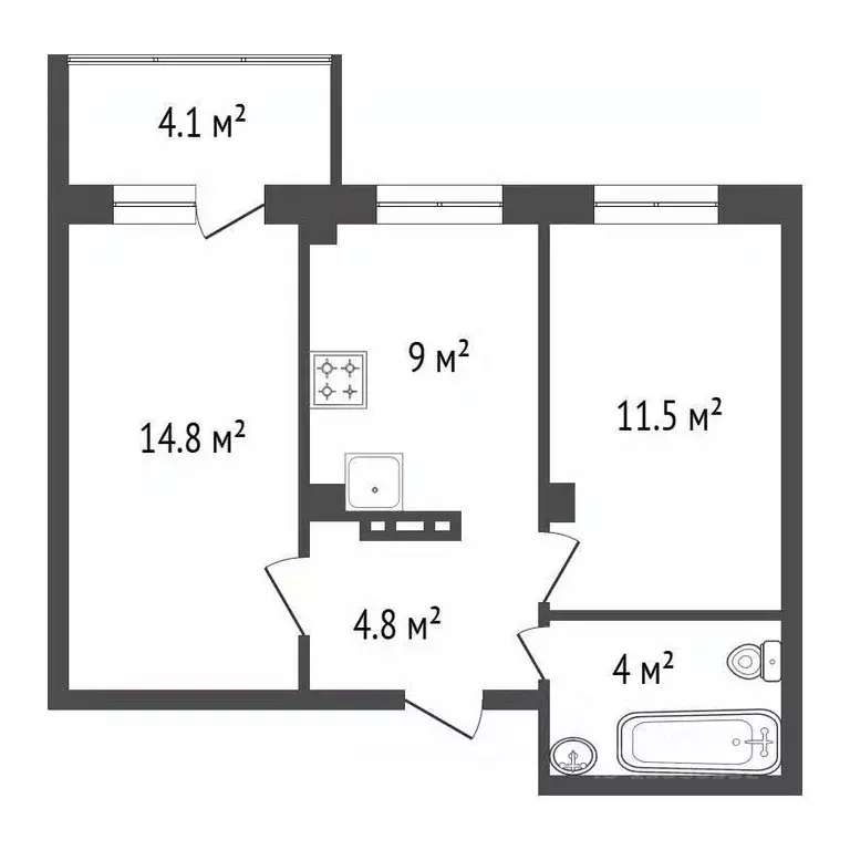 2-к кв. Красноярский край, Красноярск Лесопарковая ул., 21 (41.8 м) - Фото 1