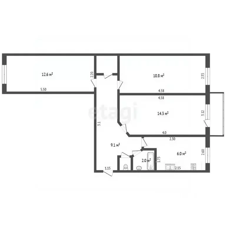 3-к кв. Крым, Феодосия ш. Симферопольское, 31 (56.4 м) - Фото 2