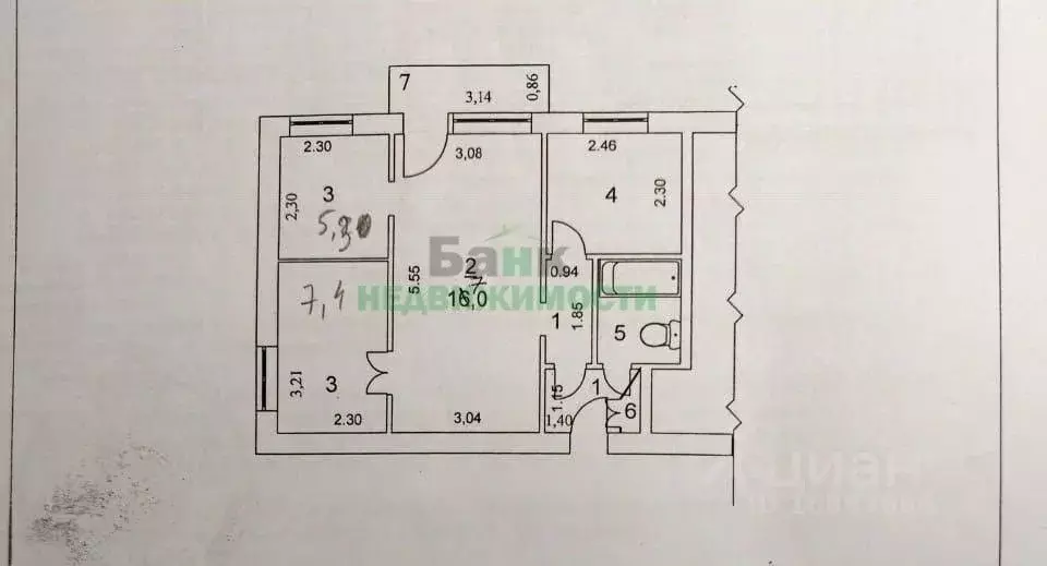 2-к кв. Саратовская область, Балаково ул. Набережная Леонова, 13 (42.0 ... - Фото 2