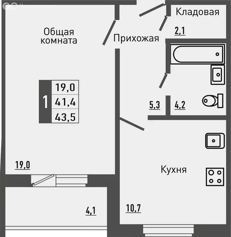 1-комнатная квартира: деревня Жилина, Садовая улица, 2к2 (43.7 м) - Фото 1