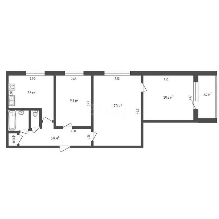 3-комнатная квартира: Ижевск, улица Оружейника Драгунова, 80 (54.6 м) - Фото 1