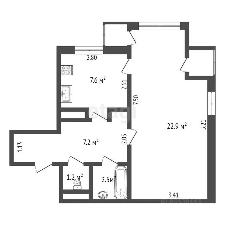 2-к кв. Крым, Ялта ул. Сеченова, 21/31к1 (45.0 м) - Фото 1