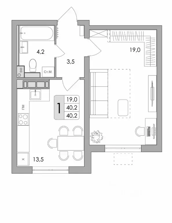 1-к кв. Воронежская область, Воронеж ул. Шишкова, 140Б/16 (40.2 м) - Фото 0