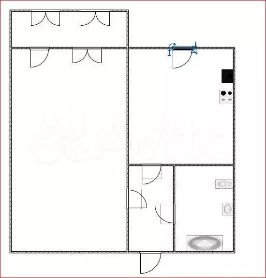 1-к. квартира, 41,1 м, 2/12 эт. - Фото 0