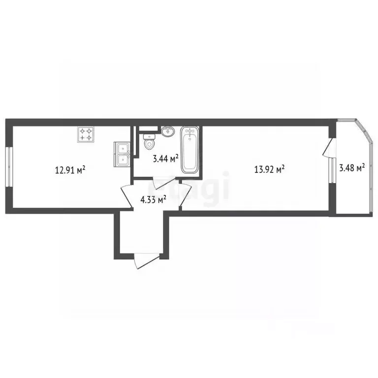 1-к кв. Ленинградская область, Всеволожский район, пос. Бугры ул. ... - Фото 1