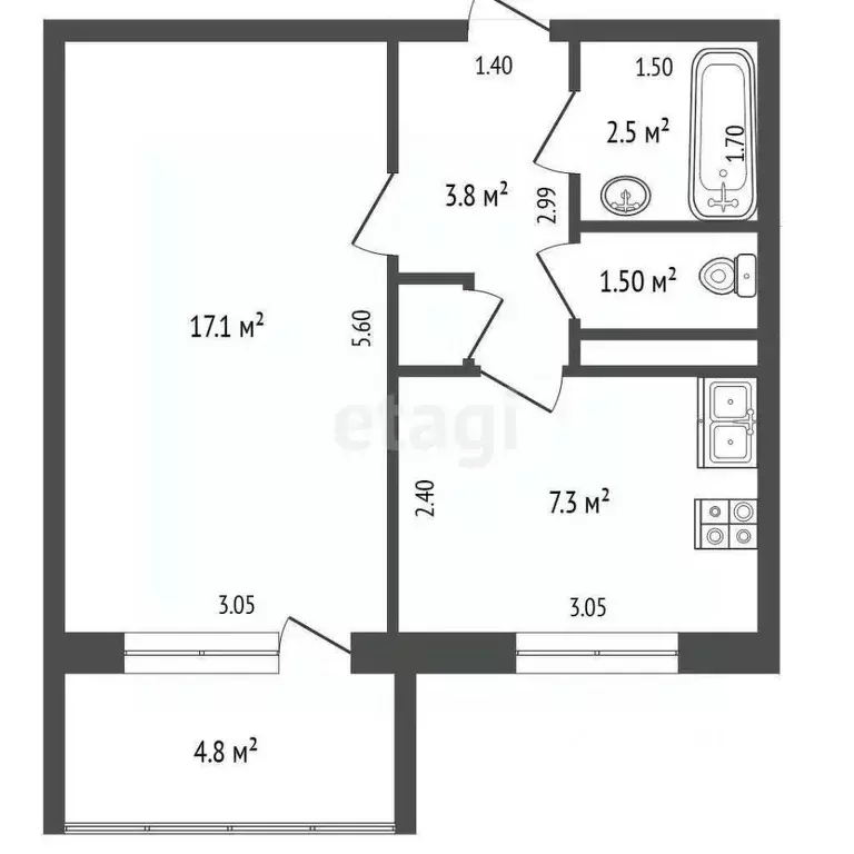 1-к кв. Нижегородская область, Выкса ул. Осипенко, 3 (32.4 м) - Фото 1