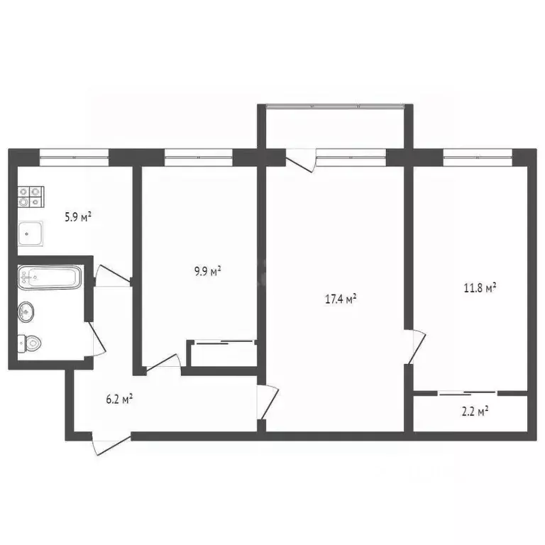 3-к кв. Самарская область, Самара Партизанская ул., 124 (56.0 м) - Фото 1