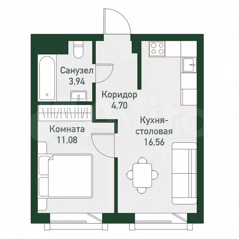 1-к. квартира, 37 м, 4/7 эт. - Фото 0