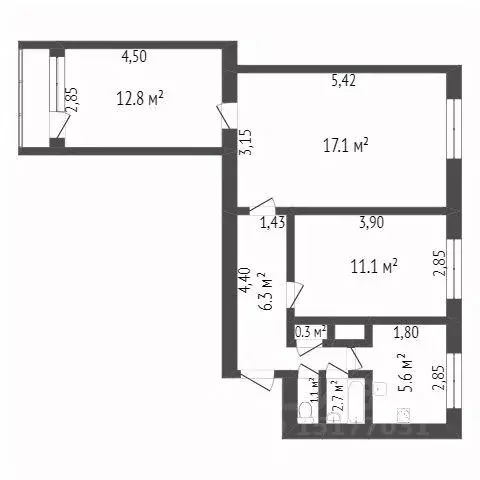 3-к кв. Ямало-Ненецкий АО, Новый Уренгой Мирный мкр, 1/7 (66.9 м) - Фото 1